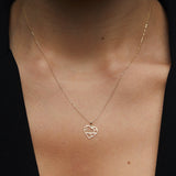 Minimalist 14K gold geometric heart pendant necklace