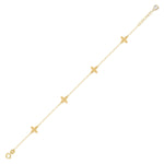 Minimalist 14K gold bracelet featuring clover charms – symbolic lucky charm