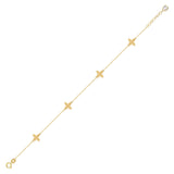 Minimalist 14K gold bracelet featuring clover charms – symbolic lucky charm