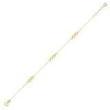 Minimalist 14K gold bracelet with repeating infinity symbols,