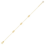 14K gold bracelet with elongated marquise-shaped link elements,