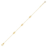 14K gold bracelet with elongated marquise-shaped link elements,