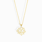 14K real gold necklace with a minimalist lotus flower pendant