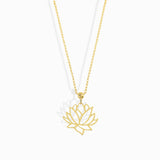 14K real gold necklace with a minimalist lotus flower pendant