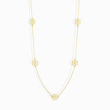 14K Gold Floral Station Necklace – Dainty Flower Chain for Women