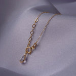 14K solid gold four-leaf clover necklace, symbolizing luck and elegance