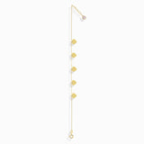 Close-up of 14K gold bracelet with five dangling heart charms – perfect for gift-giving or everyday wear