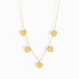 Multiple heart charm necklace in 14K gold