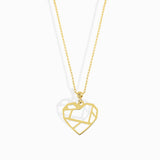 Minimalist 14K gold geometric heart pendant necklace