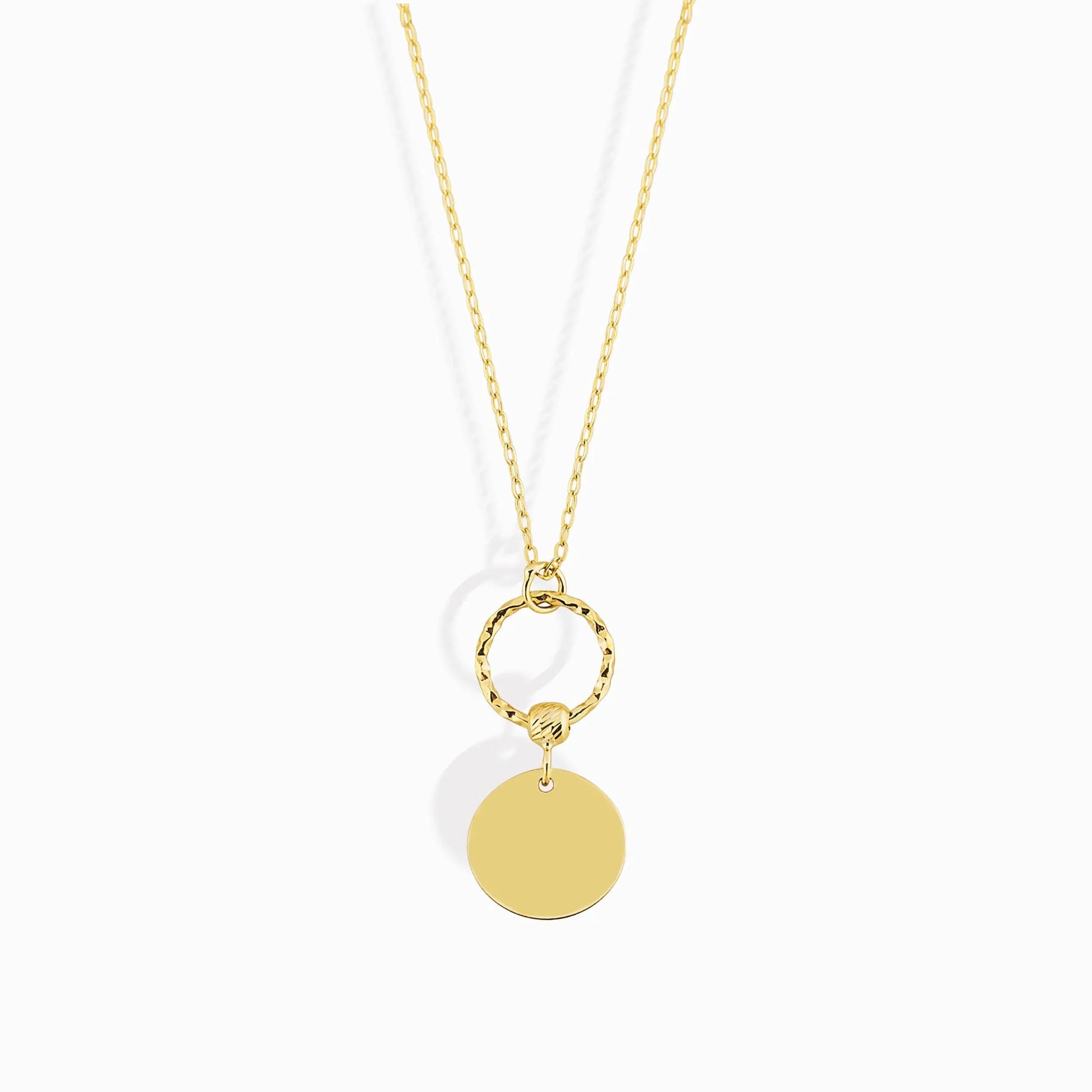 14K Gold Custom Initial Necklace – Dainty Personalized Monogram Disc Pendant - 3