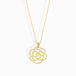 Real 14K gold rose-shaped flower pendant necklace symbolizing elegance and love.