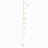 14K gold bracelet featuring five minimalist cross charms white background