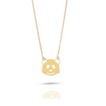 14K gold necklace featuring a smiling panda face pendant playful and minimalist jewelry style.