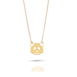 14K gold necklace featuring a smiling panda face pendant playful and minimalist jewelry style.
