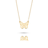 14K gold butterfly pendant necklace on fine chain,
