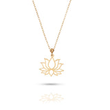 14K gold lotus flower pendant necklace  symbolizing purity and spiritual balance.