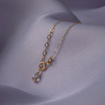 14K gold heart pendant necklace with beaded chain