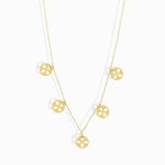 14K gold necklace with multiple clover charm discs