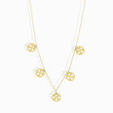 14K gold necklace with multiple clover charm discs