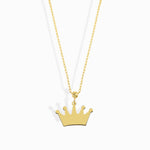 14K gold necklace with a polished crown-shaped pendant