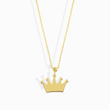 14K gold necklace with a polished crown-shaped pendant