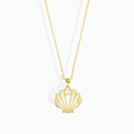 14K solid gold necklace featuring a delicate seashell pendant