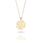 Delicate 14K gold necklace with an openwork rose flower pendant