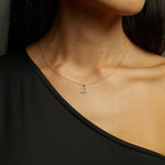 14K real gold necklace with a minimalist lotus flower pendant