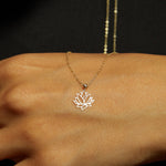 14K real gold necklace with a minimalist lotus flower pendant