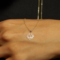 14K Gold Lotus Flower Necklace – Real Gold Spiritual Jewelry - 2