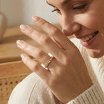 14K Gold Marquise Twist Diamond Ring – Elegant Stackable Eternity Band - 1