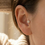 14K Gold Snowflake Tragus Stud – Flat Back Winter Piercing - 1