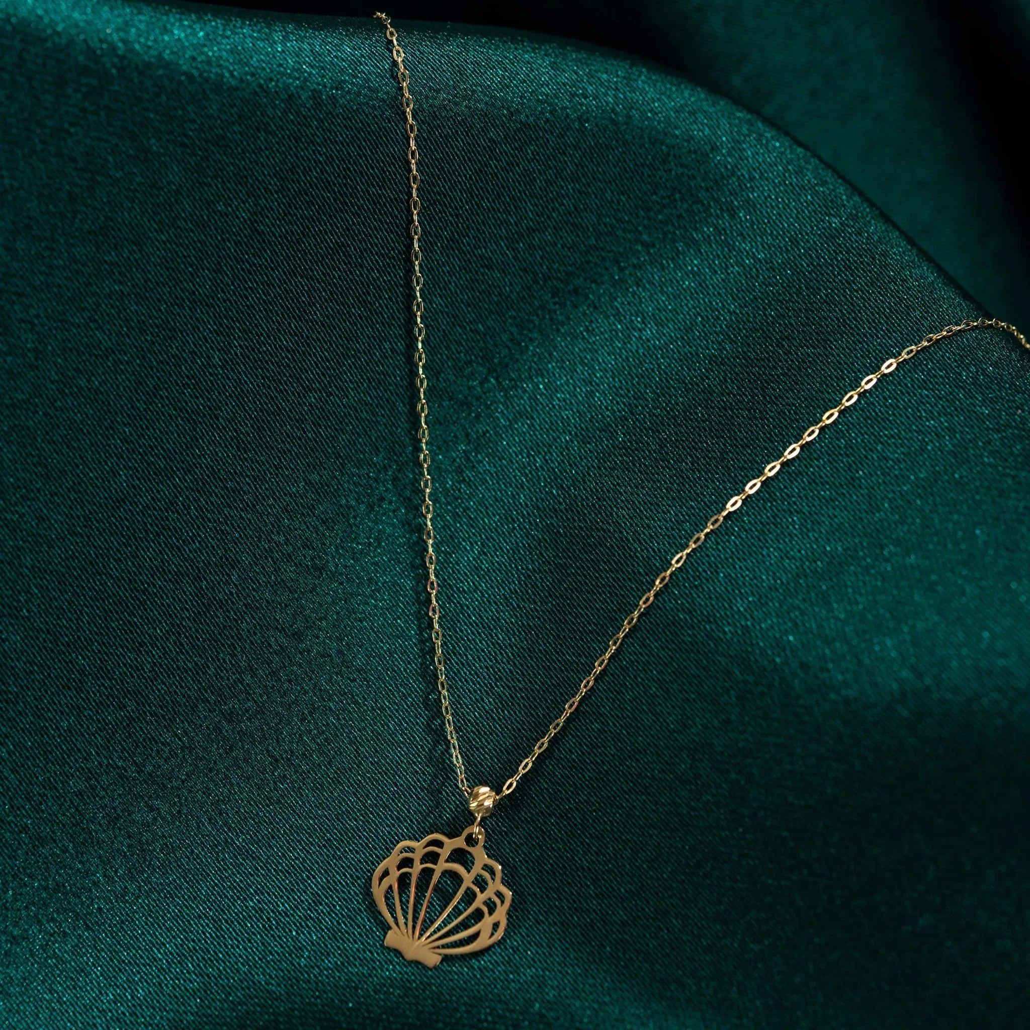 14K Solid Gold Seashell Necklace – Dainty Beach-Inspired Pendant - 1