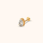 14K Gold Pear-Cut Tragus Stud Piercing – Flat Back - 3