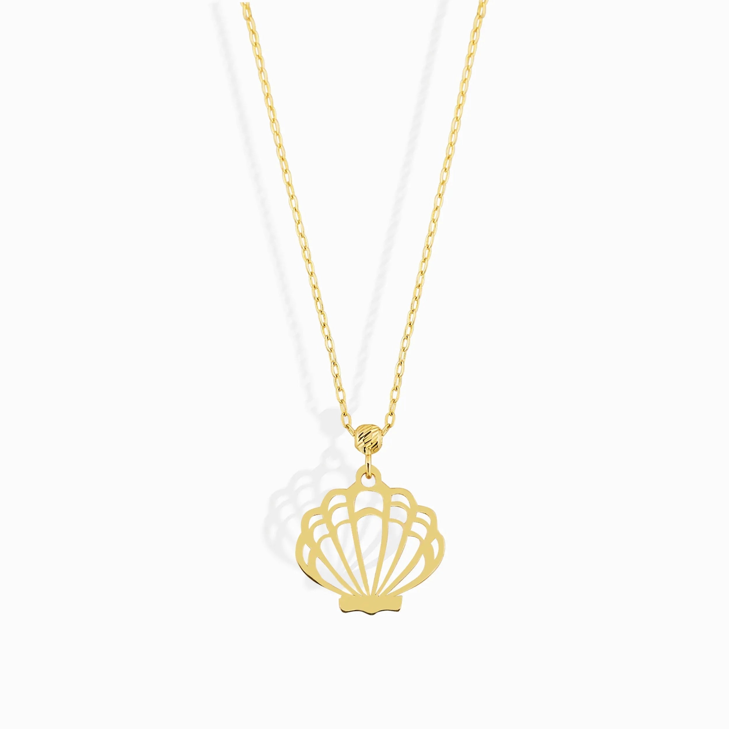 14K Solid Gold Seashell Necklace – Dainty Beach-Inspired Pendant - 3