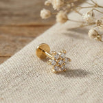 14K Gold Snowflake Tragus Stud – Flat Back Winter Piercing - 3
