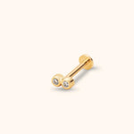14K Solid Gold Double Crystal Tragus Stud – Minimalist Piercing Earring - 30