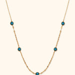 14K Gold Sapphire Necklace Station Necklace – Dainty Real Gold Gemstone Chain - 7