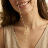 14K Gold Clover Key Necklace – Lucky Charm Pendant