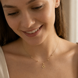 14K Gold Clover Charm Necklace – Dainty Beaded Real Gold Pendant