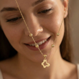 14K Gold Clover Charm Necklace – Dainty Beaded Real Gold Pendant (Gram maliyetyok UPDATE
