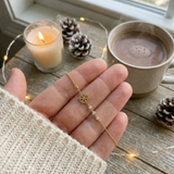 Pulseira Floco de Neve em Ouro 14K – Joalharia de Encanto de Inverno
