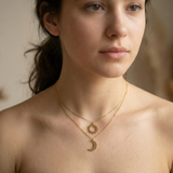 14K Gold Sun & Moon Double Layer Necklace – Celestial Harmony