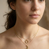 14K Gold Sun & Moon Double Layer Necklace – Celestial Harmony