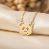 14K Gold Panda Face Necklace – Cute Animal Jewelry Gift for Her