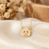 14K Gold Panda Face Necklace – Cute Animal Jewelry Gift for Her