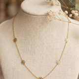 14K Gold Hollow Flower Necklace – Dainty Floral Pendant Chain - (Kadın Model Yok)