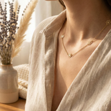 14K Gold Hollow Flower Necklace – Dainty Floral Pendant Chain - (Kadın Model Yok)